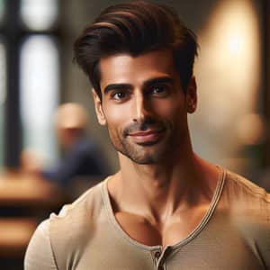 Attractive South Asian Man with Fit Physique | Warmly Lit Environment