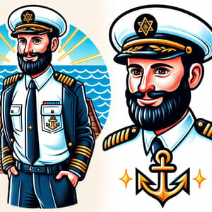 Jewish Bald Boat Captain Mascot - Strong and Confident