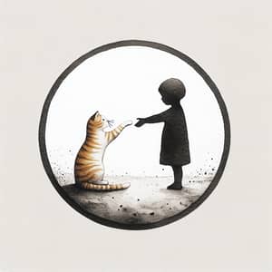 Child and Ginger Cat Watercolor Illustration