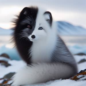 Stunning Arctic Fox with Half Black Fur