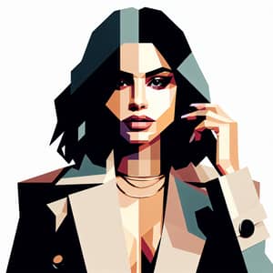 Modern Geometric Female Influencer Portrait in Three Colors