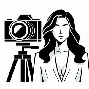 Minimalistic Design Vector Art of White Female & Camera