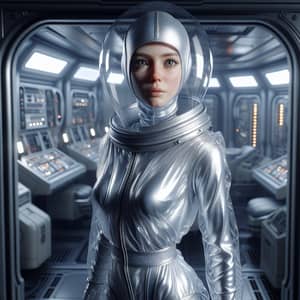 Kate McCrae in a Sci-Fi Silver Suit