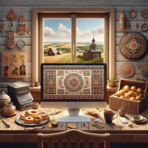 Traditional Slavic Culture on Desktop - Warm & Cozy Home Ambiance