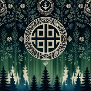 Slavic Artistry Wallpaper - Dark Forest with Traditional Symbol