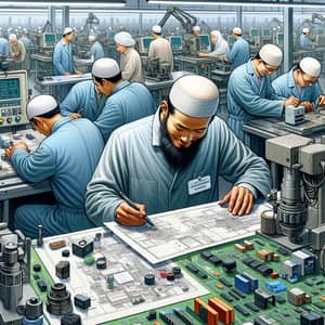 Chinese Muslim Workers in Electronics Factory