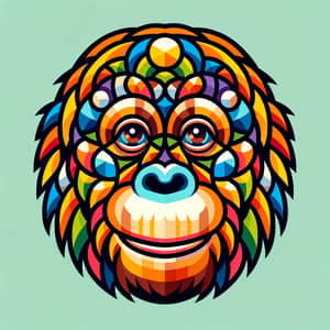 Orangutan Face in WPAP Art Style - Geometric and Colorful Portrait