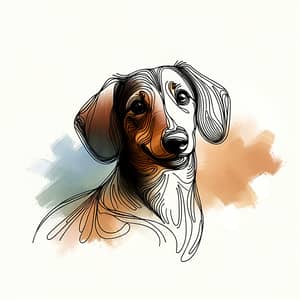 Minimalistic Dachshund Art: Linear Design in Pastel Hues