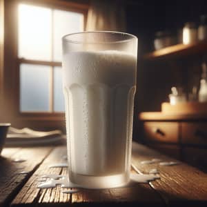 Invigorating Frothy Milk on Rustic Table