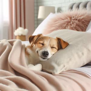 Cozy Dog Nap on Comfy Bed - Peaceful Moment Captured