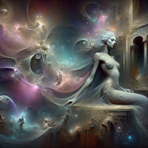 Elegant Mysterious Woman in Cosmic Horror Surrealism