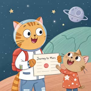 Boy Cat's Exciting Journey to Mars