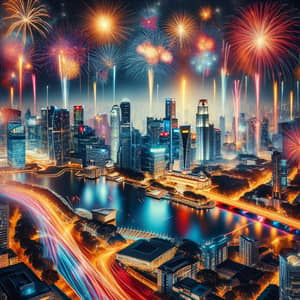 Mesmerizing City Skyline Fireworks Display for Celebratory Events