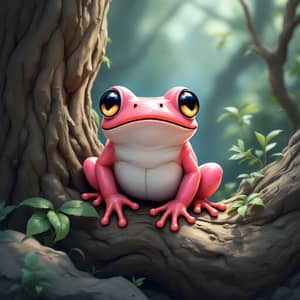 Cartoonish Happy Pink Tree Frog - Fun & Cute Design