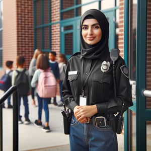 Professional Safety Officer Welcoming Students at School