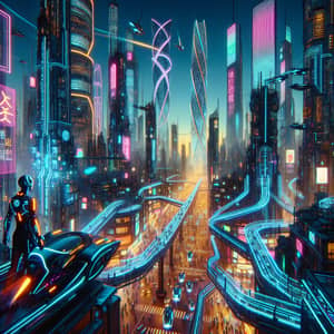 Futuristic Cyberpunk Cityscape with Neon Lights