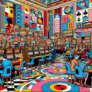 Vibrant Pop Art Casino Scene - Exciting Gaming Atmosphere