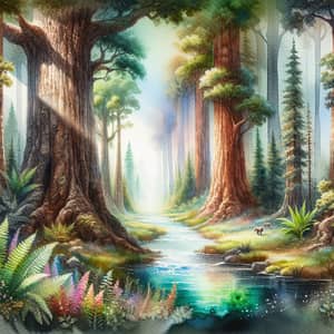 Magical Fantasy Forest in Watercolor