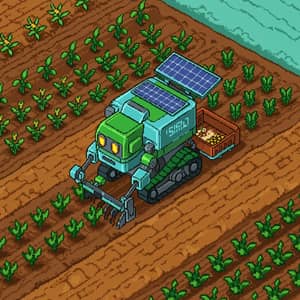 Pixel Art Top Down Farmer Robot Design