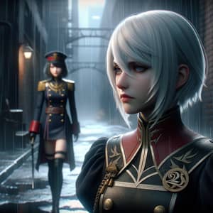 King of Fighters Angel and Leona Heidern in Dark Alley Rain Scene