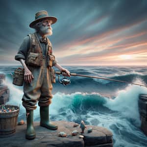 Whimsical Fisherman Illustration by Wobbledog