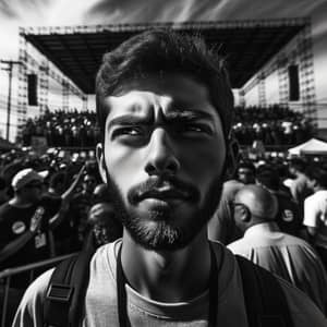 Focused Project Coordinator at Election Rally | Street Photography