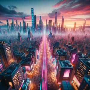 Futuristic Cyberpunk Cityscape at Sunset | Phone Wallpaper