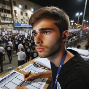 Candid Election Event Photography: Young Male Coordinator in Action