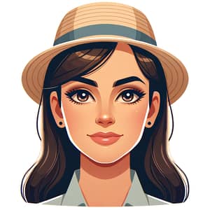 Professional Caucasian Woman Flat Illustration for Social Media Profiles