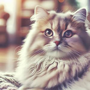 Medium-Sized Domestic Cat with Lush Fur and Inquisitive Eyes