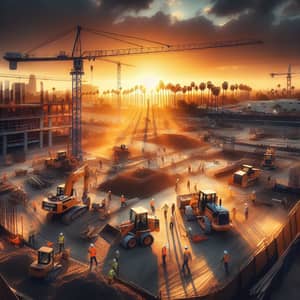 California Construction Site at Sunset - Development in Progress