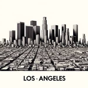 Los Angeles City Silhouette Pen Line Drawing - Pro Vector