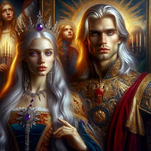 Helaena and Aegon: Renaissance Rivalry in Opulent Attire