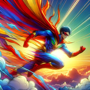 Vibrant Goku Anime Illustration Soaring Through the Sky