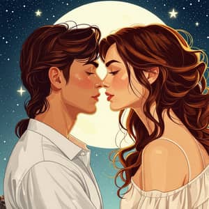 Romantic Love Under the Starlit Sky