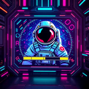 Futuristic Astronaut in Pixel Art Sci-Fi Display