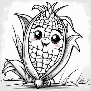 Cute Corn Coloring Page for Toddlers