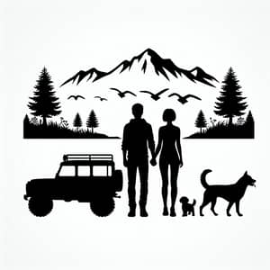 Stylish Off-Road Couple Silhouette Artwork