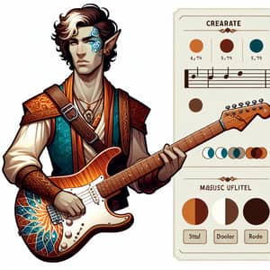 Male Half-Elf Bard with Sunburst Fender Stratocaster