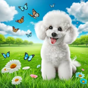 Playful Poodle on Lush Green Grass - Adorable Moments