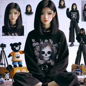 4K Photorealistic Image of Beautiful Chinese Girl in Emo Vibe