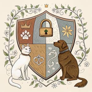 Old Family Coat of Arms with Pets Design