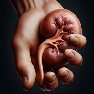 Realistic Human Kidney Held by Unidentifiable Hand