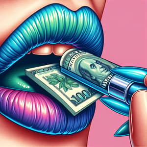 Vibrant Lips with Money Illustration