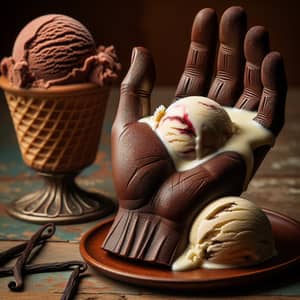 Delicious Ice Cream on Hand-Shaped Chocolate