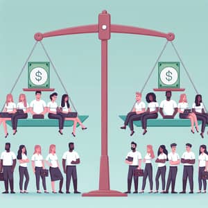 Gender Wage Gap Illustrations: Caucasian Men vs Hispanic Women