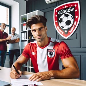 Cristiano Ronaldo Signs Contract in Głogów Małopolski - Excitement in Soccer Club Office