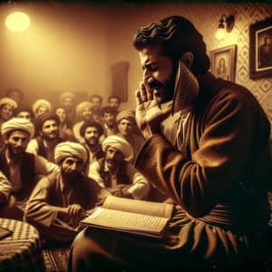 Passionate Kurdish Man Singing Traditional Song in Vintage Room