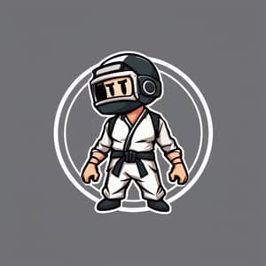 Cartoon PUBG Logo with Karate Character