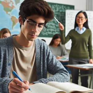 High School Classroom: Student Learning from Asian Female Teacher